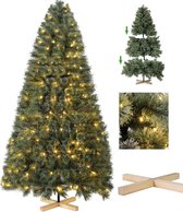 Mygroot - Kerstboom - 180CM - Winter - Groene - Kunstmatige - Spar - Kerstboom - PVC Materiaal - Houten Standaard - 510/600 Tips - Met LED Verlichting