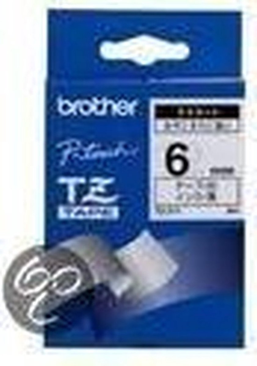 Brother labelprinter-tapes Black on White Gloss Laminated Tape, 6mm