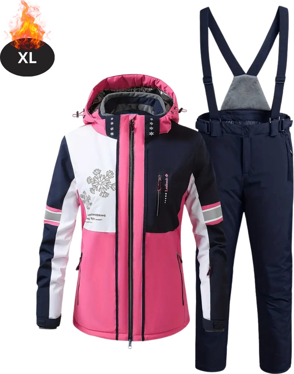 Nivard Skipak SkiBroek Skijas Ski Suit Wintersport Dames 2-Delig Donker Roze