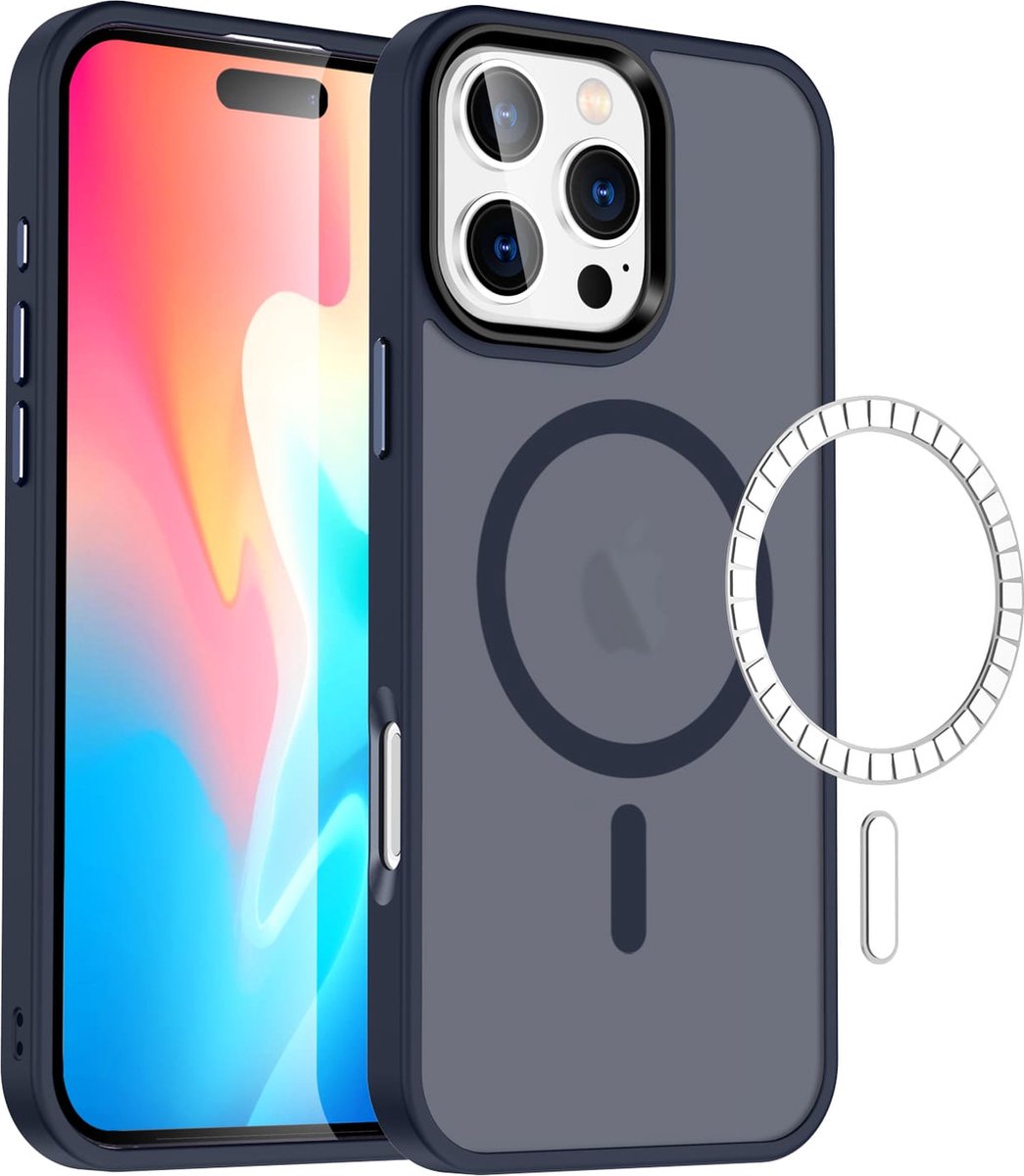 Casify Matte Hoesje geschikt voor MagSafe iPhone 16 Pro Max Hoesje - Mat Donkerblauw