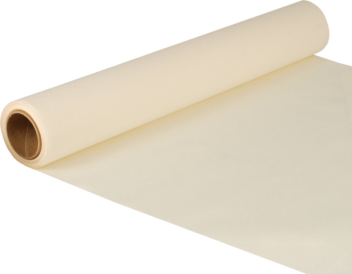 Tafelloper - 2x - creme wit - 500 x 40 cm - papier - tafelversiering voor op een tafelkleed