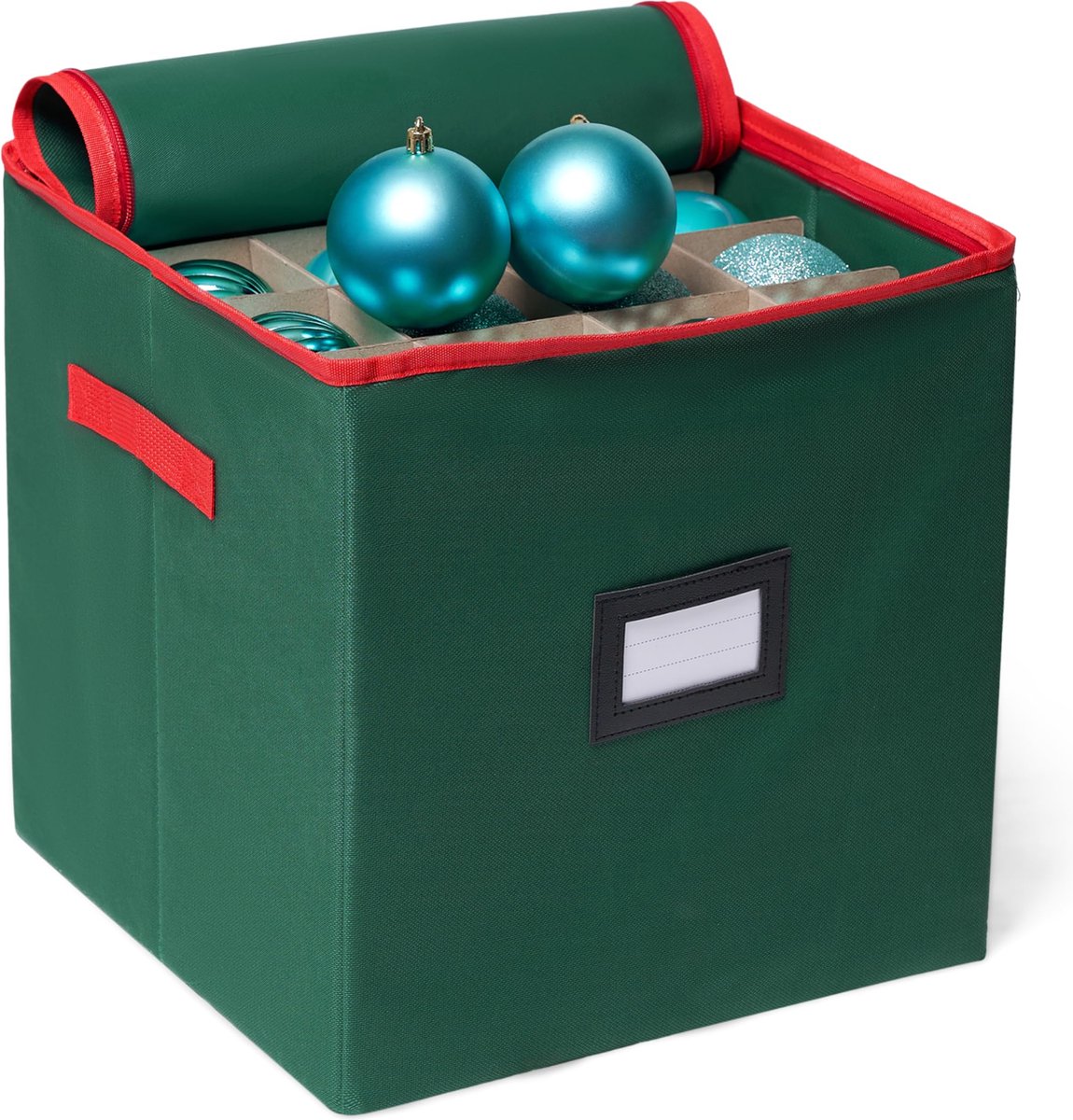 Goodivery ® Efficiënte Kerstversiering Opslagbox met Rits voor 64 Decoraties in Groen