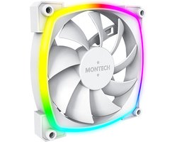 Montech AX120 PWM White - Ventilatorhuis - 3-pack - 120mm - 59 cfm - 800 - 1600 rpm - 27 dBA - 4-pin PWM - 3-pin ARGB - wit
