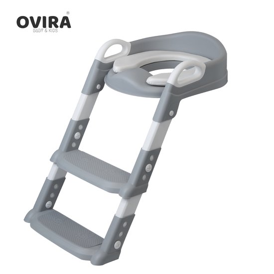 WC Verkleiner met Trapje - wc bril verkleiner kinderen - Toiletverkleiner Opvouwbaar potje peuter - toilettrainer - 2 tot 7 jaar - Grijs (Zindelijkheidsdiploma en stickers)