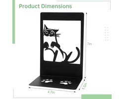 Nevolis Heavy Duty Bookholders 2 Pcs Cat Shaped Bookends for Office School Home Black Book Dividers Gift - Shelves Organizer Reading Accessories .