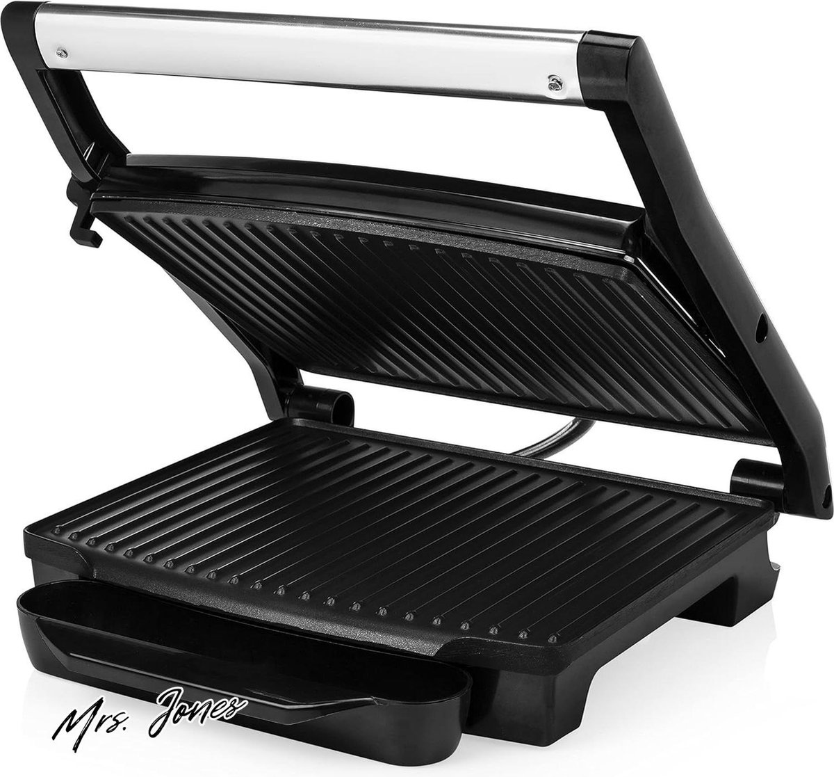 Mrs. Jones Panini Grill Zwevend Bovendeksel Verticaal Opbergbaar 30 x 24 cm Zwart .