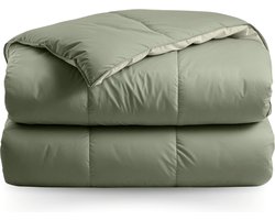 Zelesta® Premiumbed Olive & Mint 200x200 - Dekbed zonder overtrek - 30 dagen proefslapen - Eco Cloud vulling - Wasbaar hoesloos dekbed - Bedrukt dekbed - Percal katoen dekbed - All Year Winterdekbed & Zomerdekbed