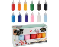 Textielverf Mega Pack 12 kleuren - Textielverfset voor Kinderen en Volwassenen - Knutselen - Shirts Verven