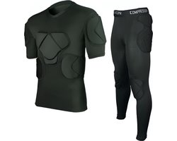 WoYoW® - Keeper Jersey En Broek - Gepadde Bescherming - Ademend & Licht - Logo Aangepast - Mannen - Maat M - Zwart Korte Mouw - Bodyprotector