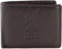 U.S. POLO ASSN. Leren Portemonnee Horizontal Wallet with Coin and Flap Brown Bruine