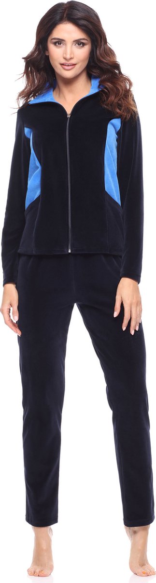Merry Style – Dames Huispak – Vrijetijdspak – Velours – MS-MG-F-SUIT2 – Marineblau/Blau – XXXXL