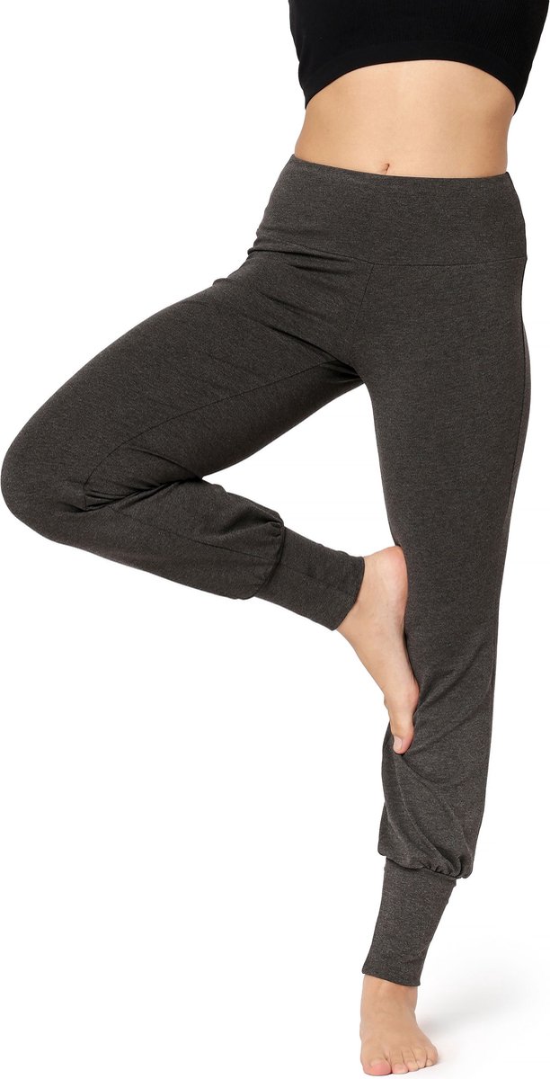 Bellivalini Dames Yogabroek - Sportbroek - Vrijetijdsbroek - Lang - Viscose - Sport - BLV-BLV50-278-YP - Donker melange - 3XL