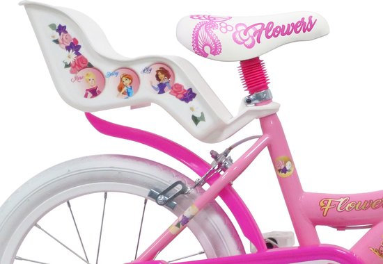 Flowers 16 inch kinderfiets roze van Merkloos — afbeelding 2