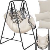 Bol.com tectake® Hangstoel Boho-stijl met decoratieve kwastjes - Hangmat - Voor binnen & buiten - 160 kg draagkracht - Stalen fr... aanbieding