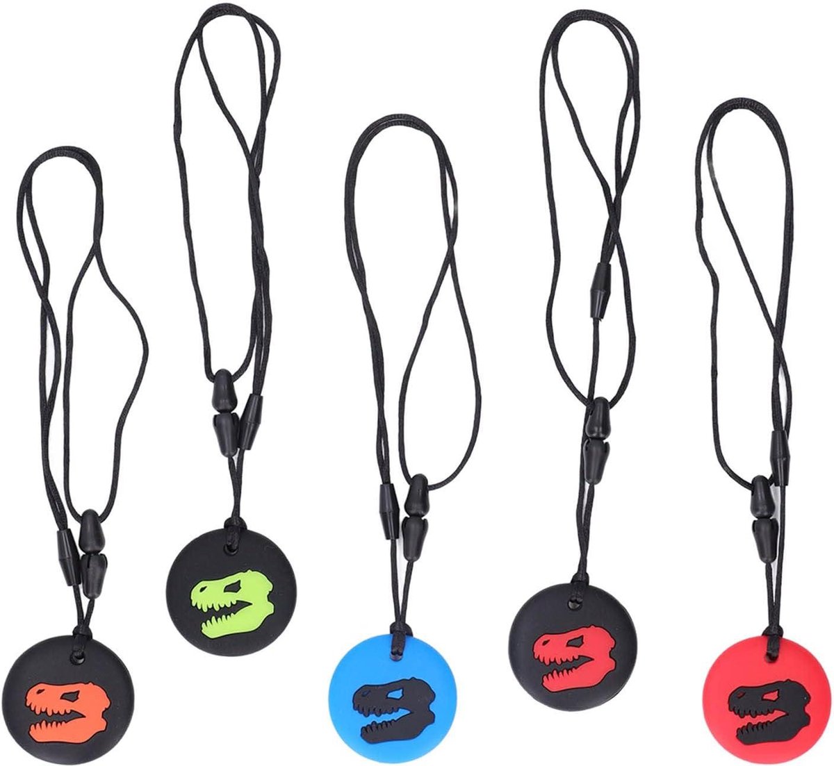 Goedkoopste Sensory Chew Necklace Dinosaur Pattern - 5 Pieces Silicone Teething Toys for Kids - Portable Baby Teething Toys for Home and Travel