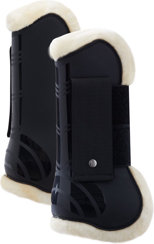 Horze Caliber Peesbeschermers met voering, Black, Pony Horze Caliber Peesbeschermers met voering, Black, Pony