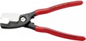 Knipex tang met rode handvatten, metalen bek en tekst 'cap. ø 20mm/70mm² Cu+Al (do not cut steel)'.