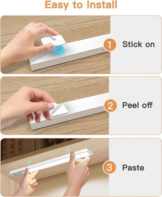 Lampe LED à Capteur De Mouvement Sans Fil - Recharge USB - Pour Placard, Cuisine