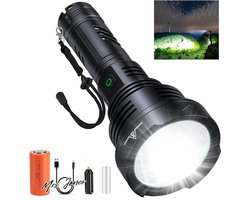 Mrs. Jones Extreem heldere XHP90 Led-zaklamp 10.0000 lumen, IP67 waterdicht, 5 lichtmodi oplaadbaar USB-C voor camping uitrusting militair outdoor .
