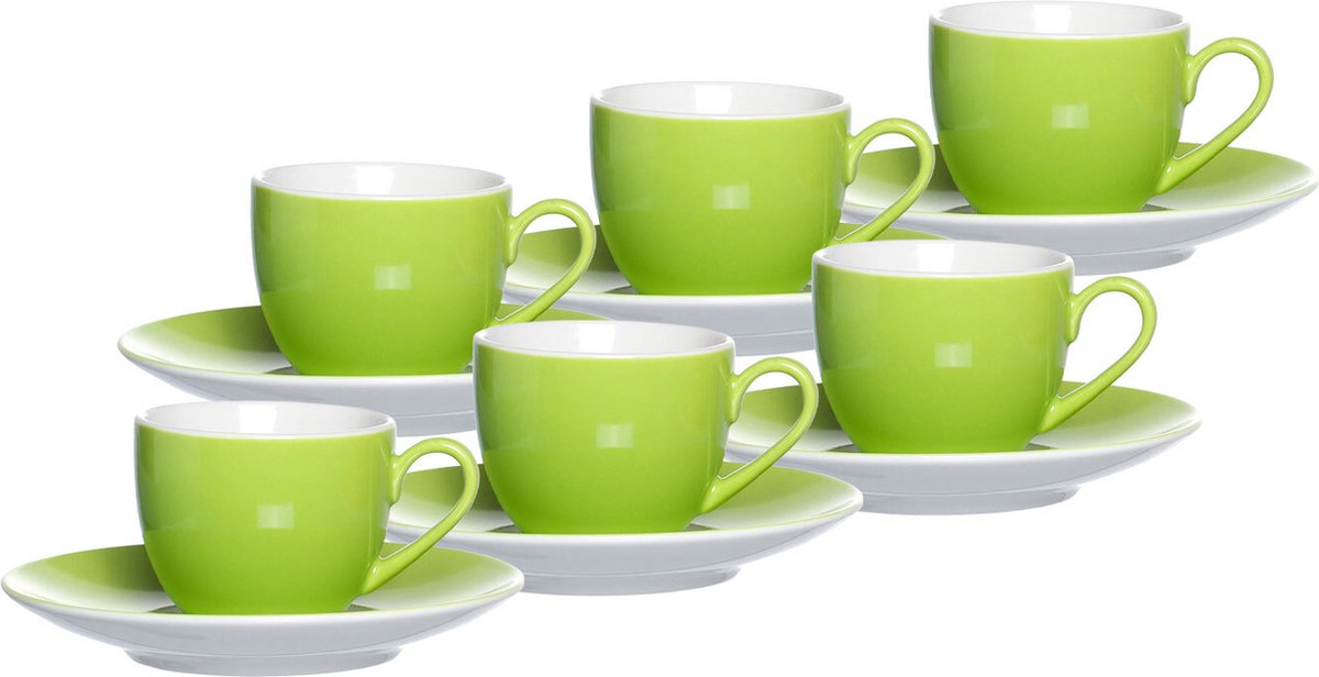 Espressotassen und -untertassen Doppio 80 ml Set van 6