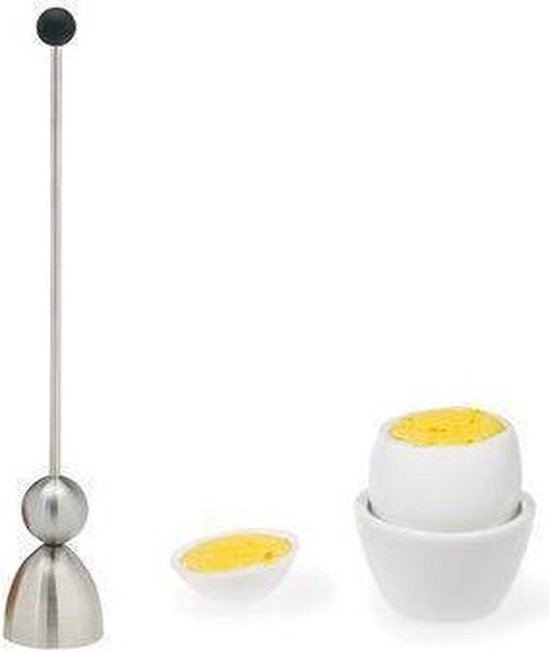 Take 2 Clack ei-onttopper met zwarte rubberbal - rvs