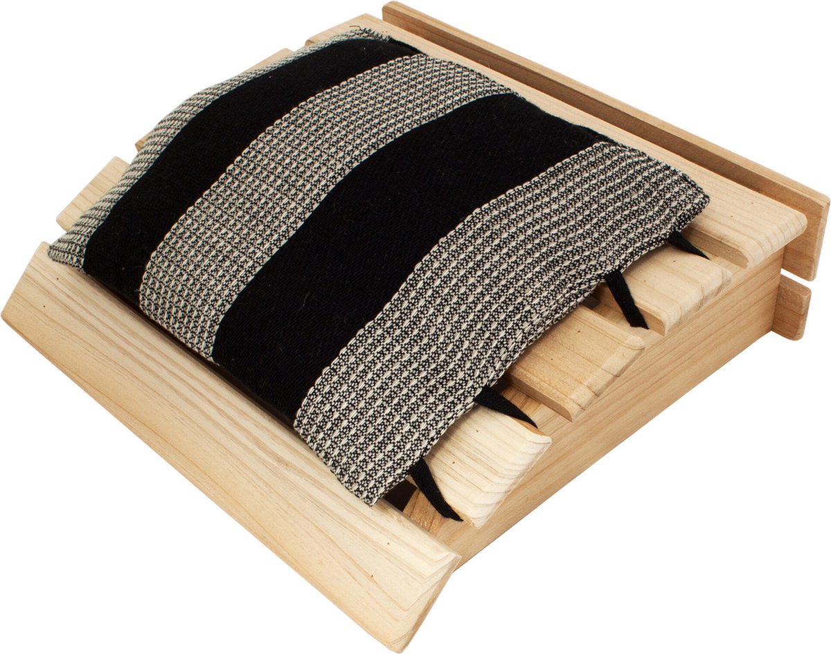Emendo - Sauna hoofdsteun met linnen kussentje - zwart, 25x24 cm