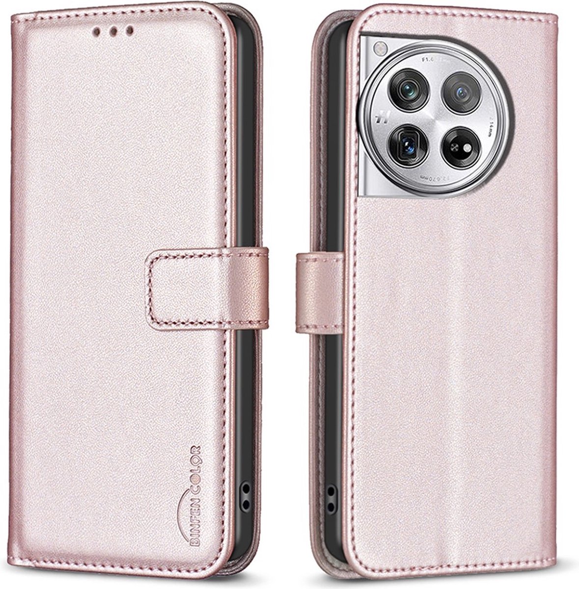 BINFEN Hoesje - Geschikt voor OnePlus 12 Hoesje - BINFEN Book Case - Rose Gold