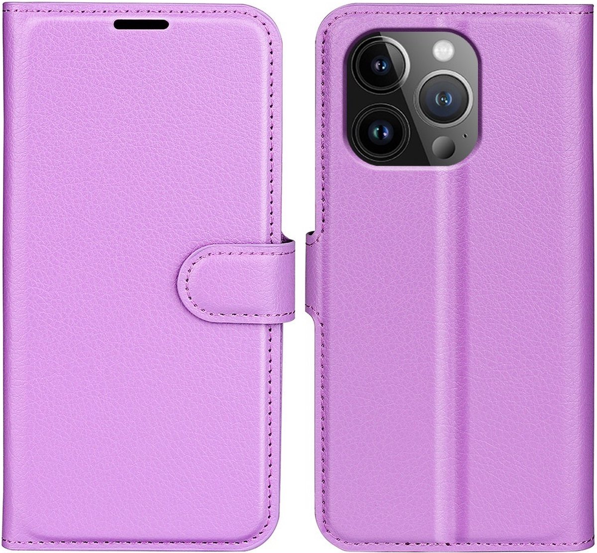 Coverup Hoesje - Geschikt voor iPhone 15 Pro Max Hoesje - Coverup Book Case - Paars