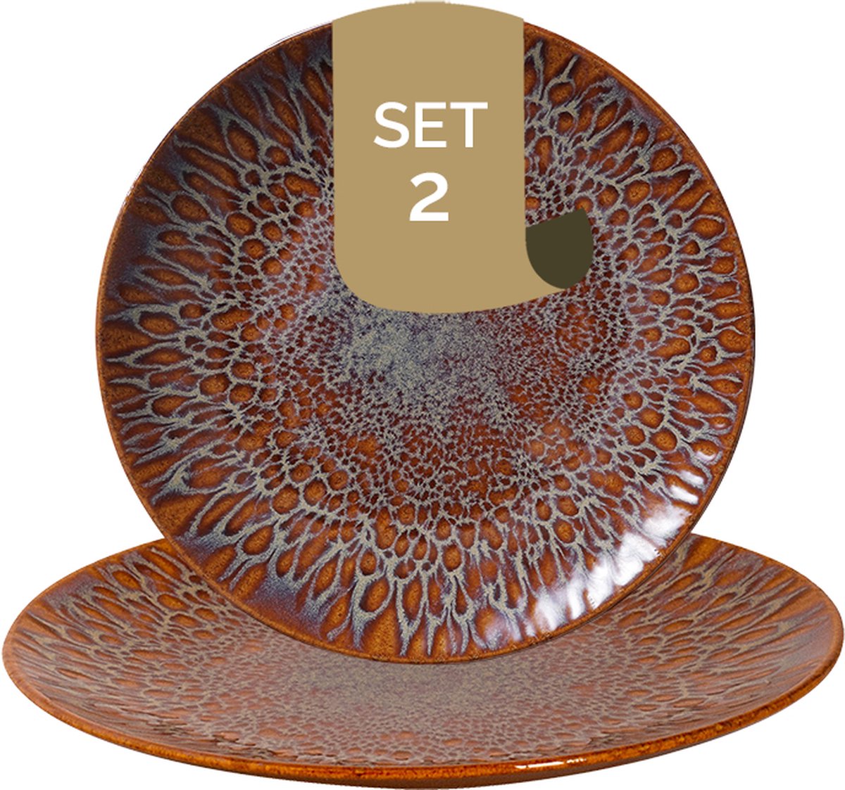 Palmer - Magmatic - Bord - 2 stuks - ø 21 cm - Bruin - Stoneware - Bordenset
