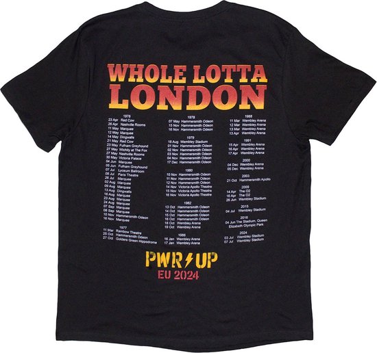 T-shirt homme AC/ DC - Whole Lotta London PWR-UP EU Tour '24 - XL - Zwart
