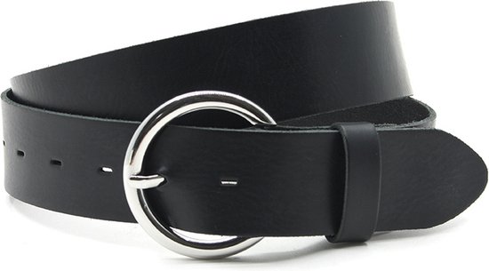 Thimbly Belts Ceinture femme noir - ceinture femme - 4 cm de large - Zwart - Cuir véritable fleur - Tour de taille : 85 cm - Longueur totale de la ceinture : 100 cm