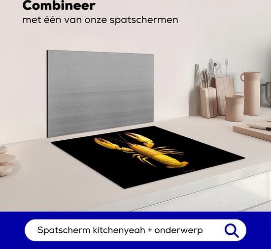 KitchenYeah® Protection plaque induction 59x52 cm - Cancer - Jaune - Abstrait - Homard - Protege plaque de cuisson - Couvre plaque induction - Protecteur d'induction - Cuisine