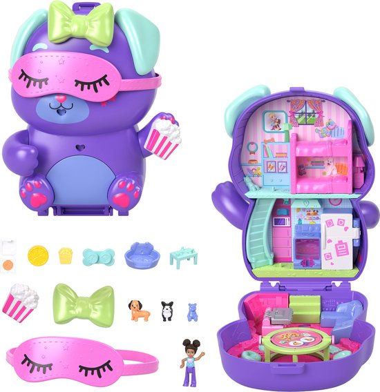 Polly Pocket Compacte Speelset - Slaapfeestje met Puppy