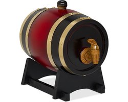 mini whiskey vat - 1,25 liter - met kraantje - houten vaatje - rood-zwart Image
