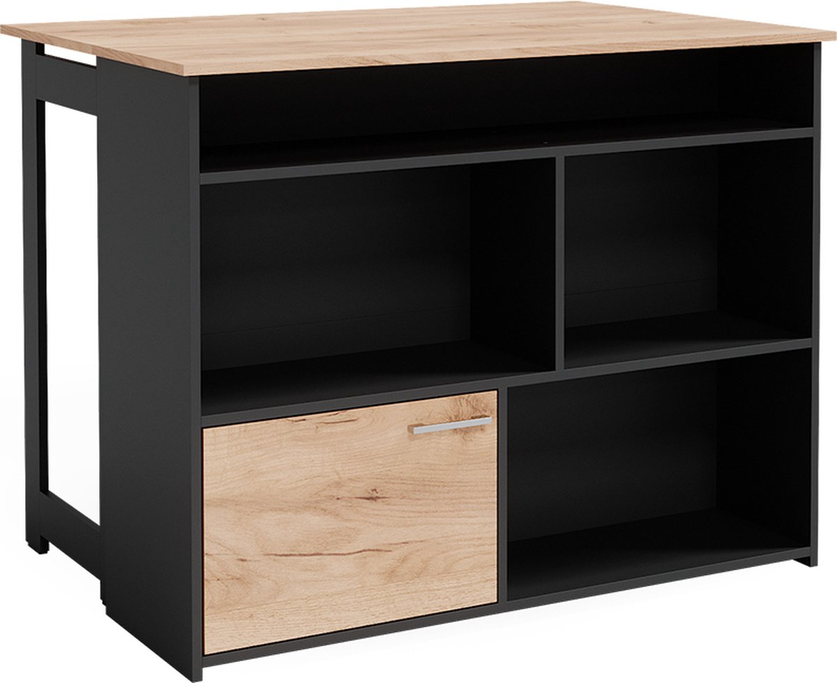 Vicco Dominic Bartafel – 116 x 37 cm 4x open vakken en 1x deur Krachtige eik goud Goudkleurig Eiken