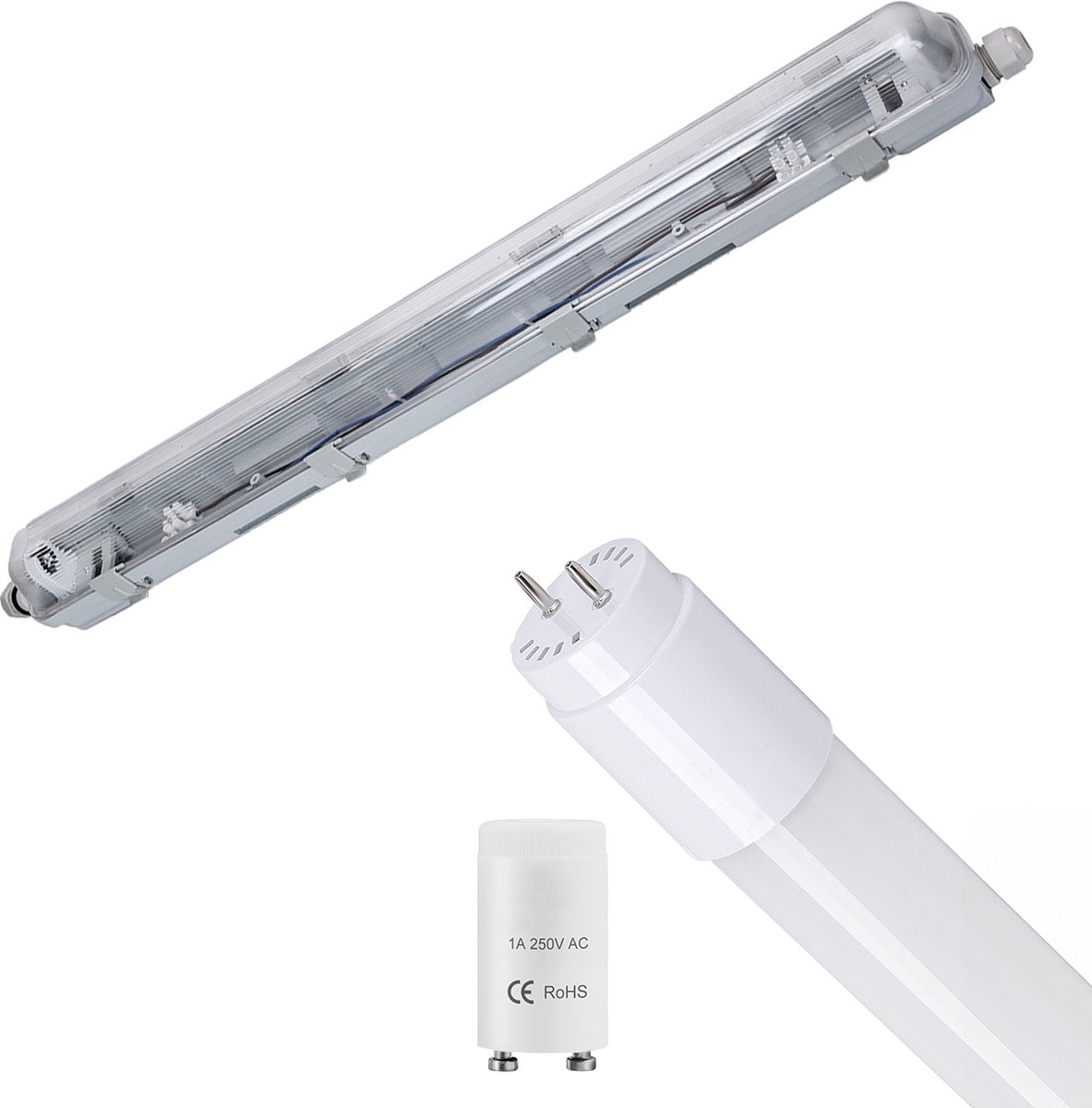 Velvalux LED Waterdichte TL Armatuur met T8 G13 Buis - Velvalux Strela - 60cm - Enkel - Koppelbaar - Waterdicht IP65 - 8W 960lm - 840 Natuurlijk Wit 4000K | Vervangt 69W