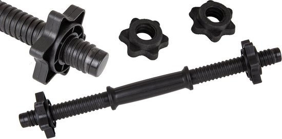 Gymtek® Barre d'haltères - 40 cm de long, Ø24 mm - Barre de galère simple chargeable - Poignées courtes pour la gymnastique à domicile, Entraînement