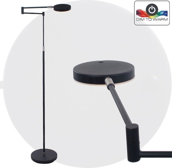 Anten Kaja Staande lamp, led, dimbaar, 30 W met flexibele 5 W leeslamp, moderne plafondstraler, 2000 lumen, met 4 kleurtemperaturen, voor woonkamer, slaapkamer, kantoor, hotel (nikkel