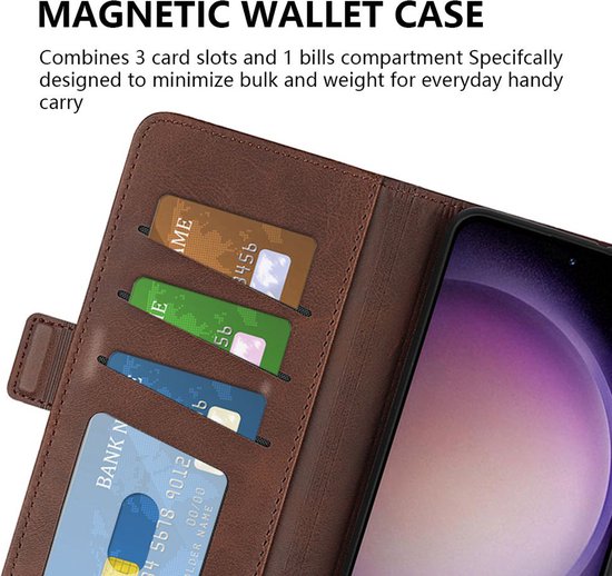 Coque Samsung Galaxy S23 FE - MobyDefend Luxe Wallet Book Case (fermeture latérale) - Marron clair - Étui de téléphone portable - Étui de téléphone adapté pour Samsung Galaxy S23 FE