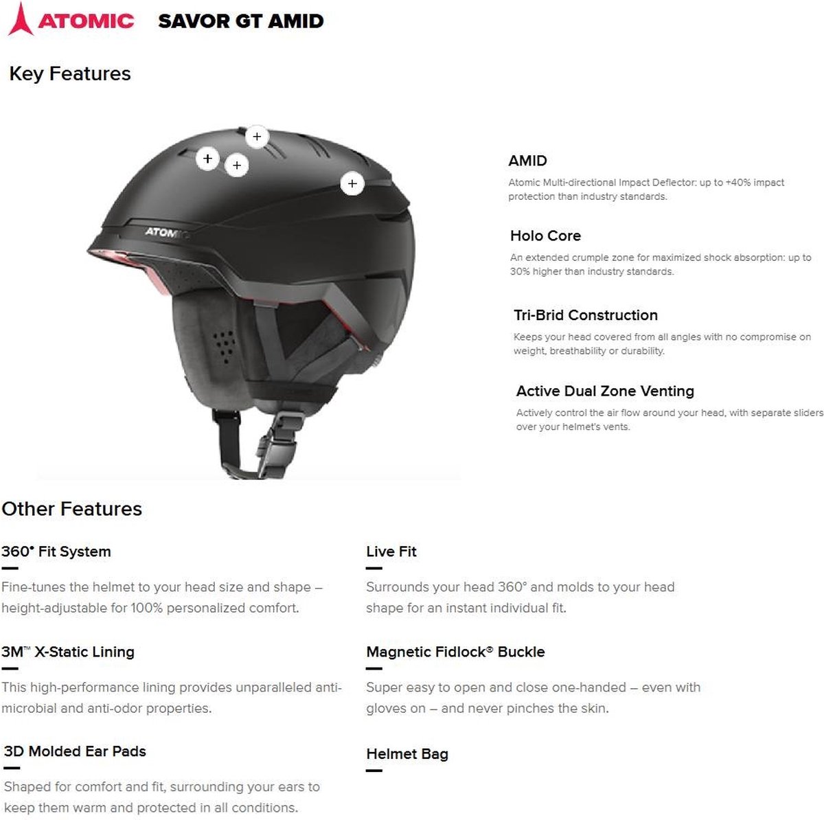Casque Ski ATOMIC Savor Visor Stereo – Visière Intégrée, Holo Core, Anti-buée, Confort 360°, 55-59 Cm