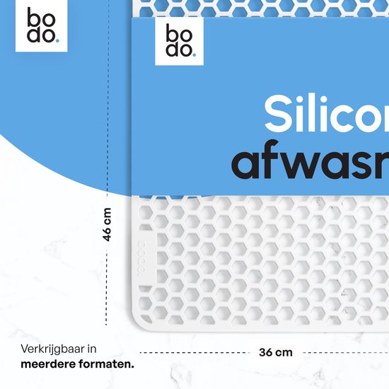 Bodo® – Tapis d'évier en Siliconen Wit - 36 x 46 cm - Accessoires de vêtements pour bébé de Cuisine - Protecteur d'évier pour 40 x 50 cm - Sous-verres en Siliconen - Anti rayures - Accessoires de vêtements pour bébé d'évier