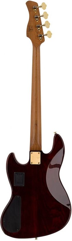 Sire Basses V10 DX4/TS Swamp ash + gevlamd esdoorn 4-snarige actieve basgitaar tobacco sunburst, met koffer