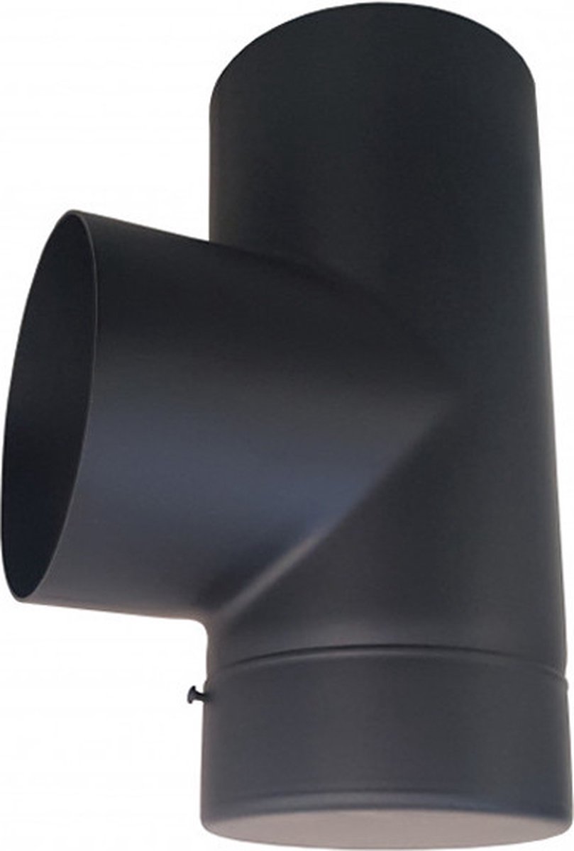 Kachelpijp enkelwandig T-stuk + dop Ø125mm (vrouwelijk)