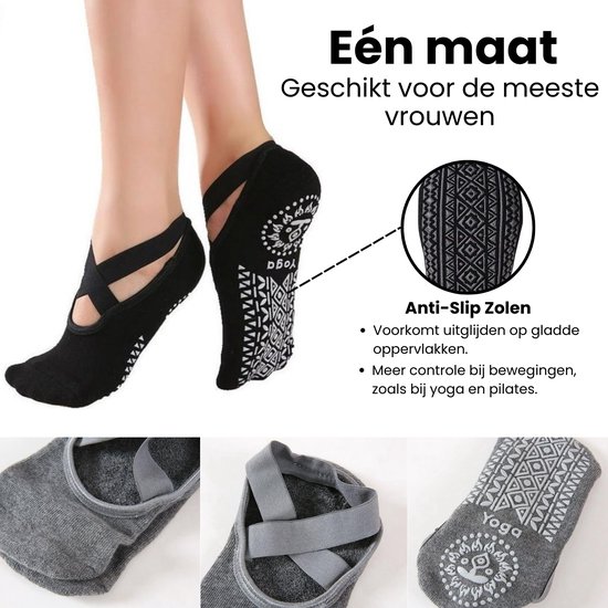 Malinsi® 2-Pack Chaussettes de Yoga Antidérapantes Femme - Chaussettes de yoga Pilates - Chaussettes Pilates Ballerine - Ballerines