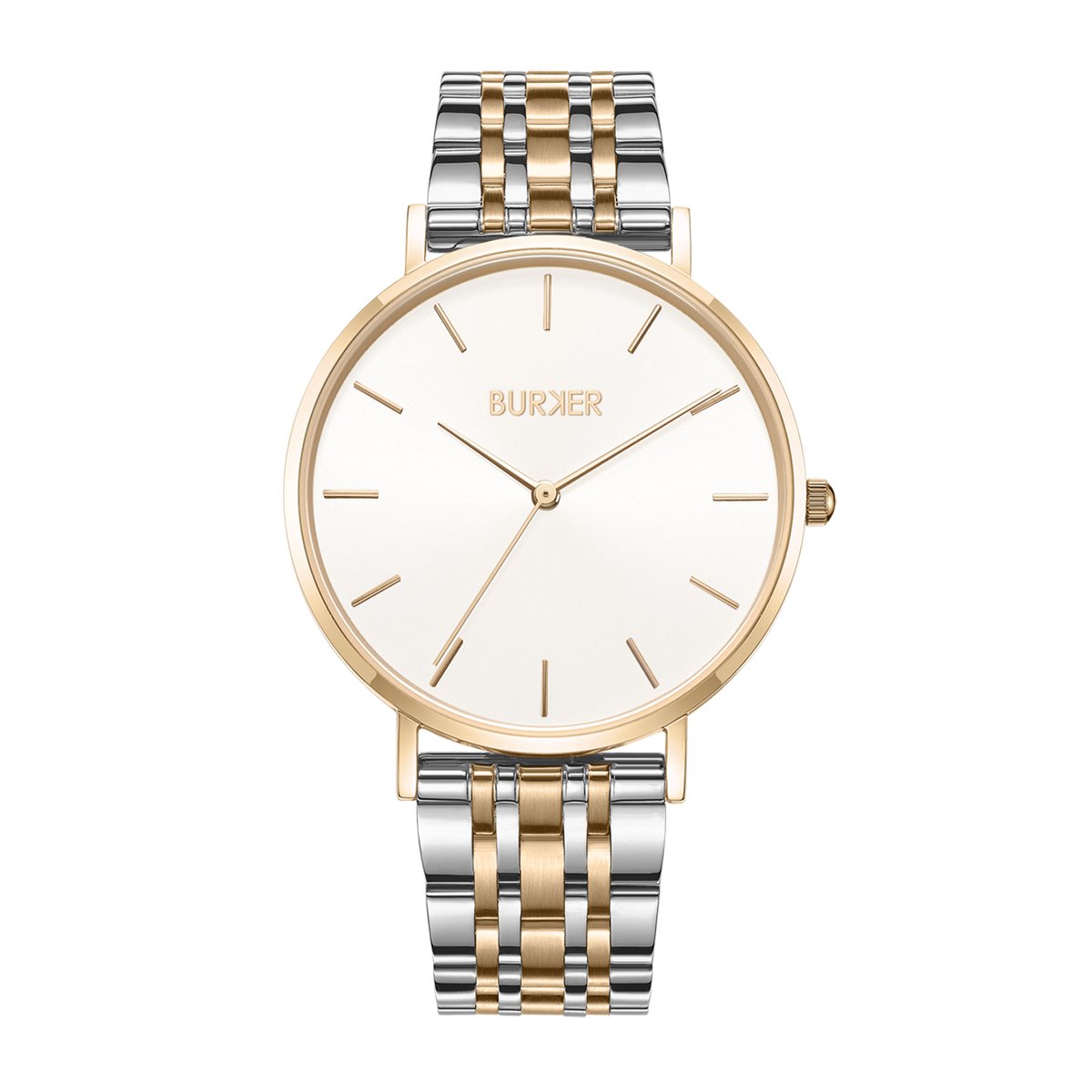 BURKER Ruby Horloge Dames - Rond - Goud Zilver - Schakelband - 38 mm