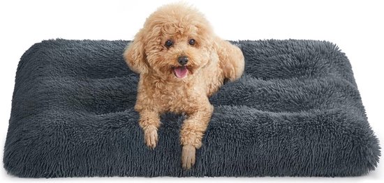 Hondenbed, huisdiermat, zacht, 80 x 50 cm, zachte vulling, machinewasbaar, kussen voor honden, multifunctioneel, donkergrijs