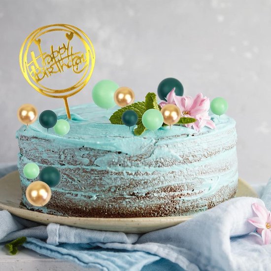 Taartdecoratie 22e verjaardag - Happy Birthday taartdecoratie 22 jaar - roségoud voor vrouwen