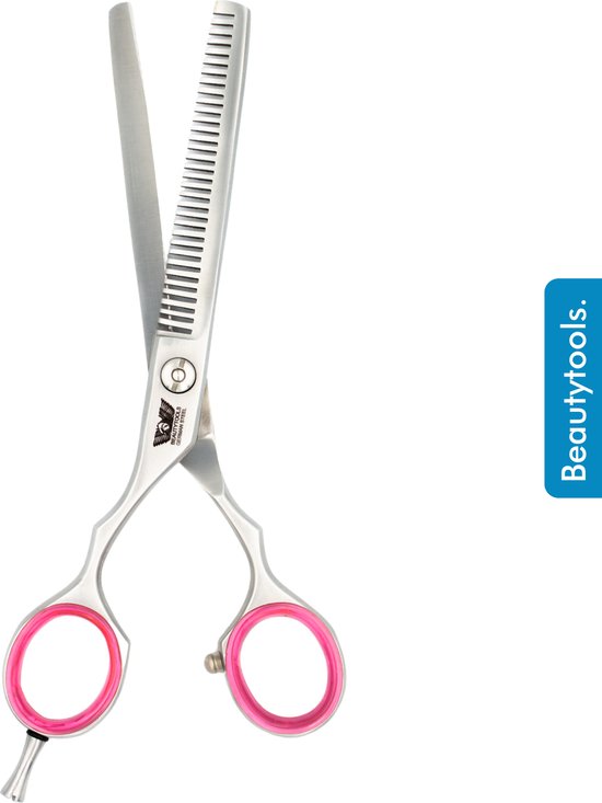 Ciseaux de coiffure BEAUTYTOOLS/Ciseaux à effiler professionnels pour cheveux épais - Gaucher - SilverCut (5,5") - (RS-2748)