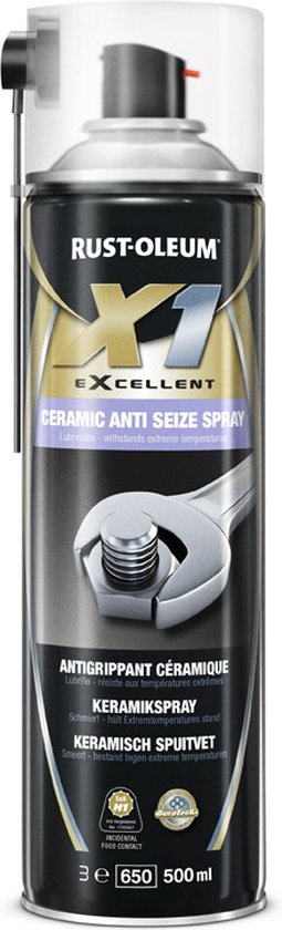 Aérosol Rust-Oleum X1 Excellent spray anti-grippant céramique, avec écrou et clé.