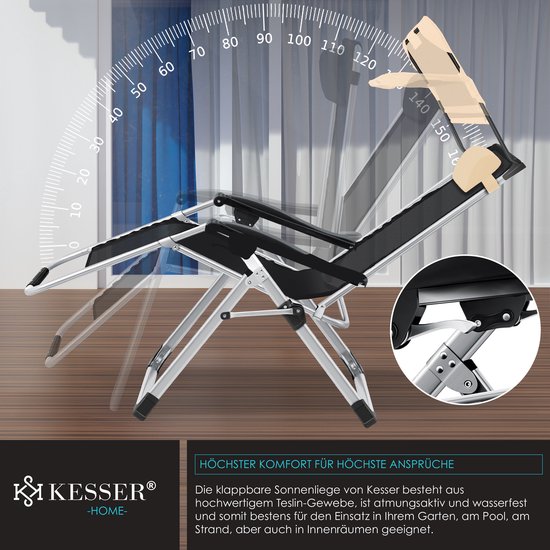KESSER Luxe Ligstoel - Extra Breed & Comfortabel - Dikke Kussens, Armleuningen, Hoofdkussen, Bijzettafel & Opbergvakken - Ergonomisch & Antislip - Tuin of Balkon - Beige — afbeelding 5